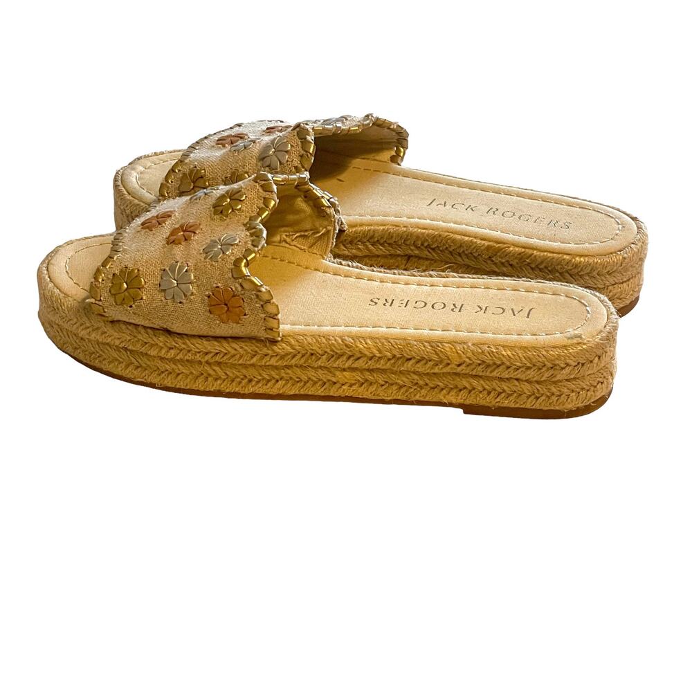 Jack Rogers Palmer Slides Womens Size 8 Ecru Meta… - image 3